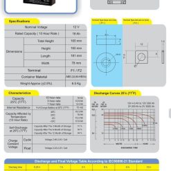 باتری 12 ولت 18 آمپر یو پی اس صبا