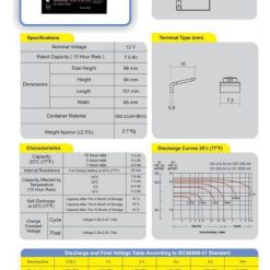 باتری 12 ولت 7.5 آمپر یو پی اس صبا